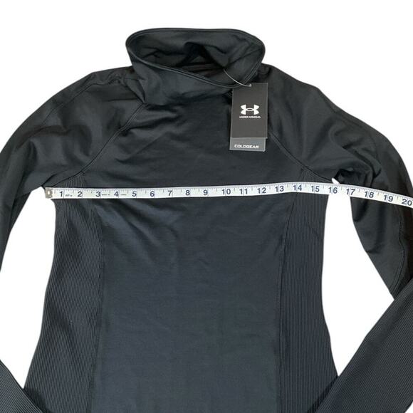 Under Armer Clearance Funnel Neck Womens Thumb Holes NWT XS Stretch Ribbed Sides - Picture 8 of 10